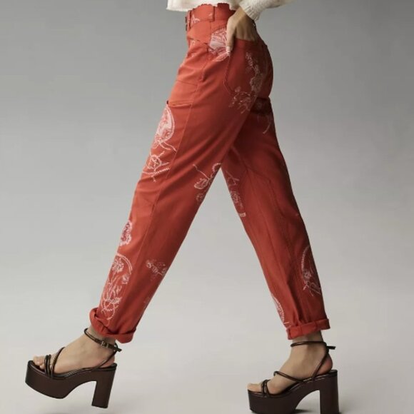 Pilcro Anthropologie‎ The Wandered Printed Relaxed Leg Cotton Pants Size 27 - Picture 2 of 11